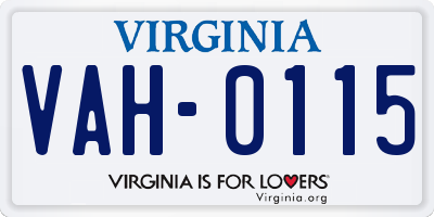 VA license plate VAH0115