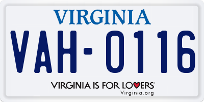VA license plate VAH0116