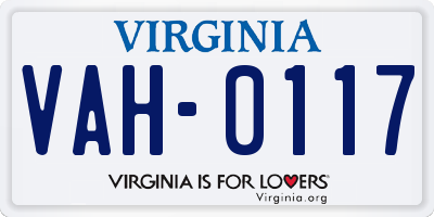 VA license plate VAH0117