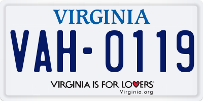 VA license plate VAH0119
