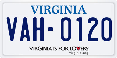 VA license plate VAH0120