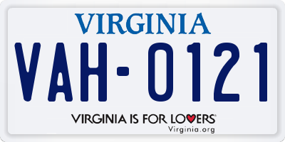 VA license plate VAH0121