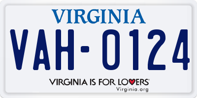 VA license plate VAH0124