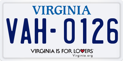 VA license plate VAH0126