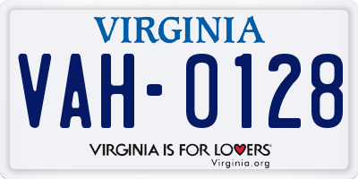 VA license plate VAH0128