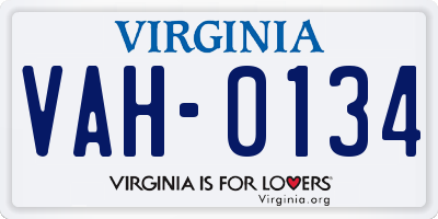 VA license plate VAH0134