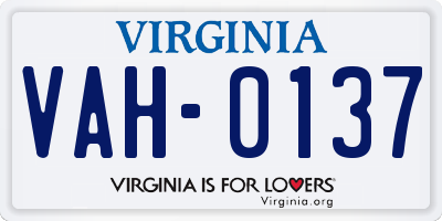 VA license plate VAH0137
