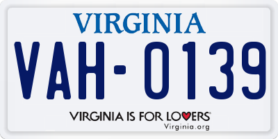 VA license plate VAH0139