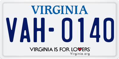 VA license plate VAH0140