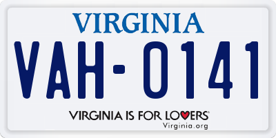 VA license plate VAH0141