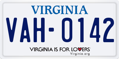 VA license plate VAH0142