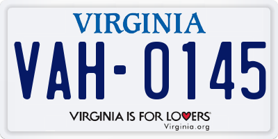 VA license plate VAH0145