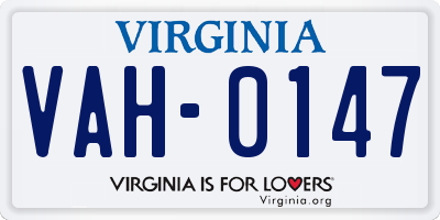 VA license plate VAH0147