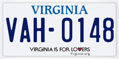 VA license plate VAH0148
