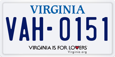 VA license plate VAH0151