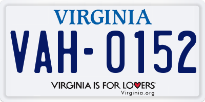 VA license plate VAH0152
