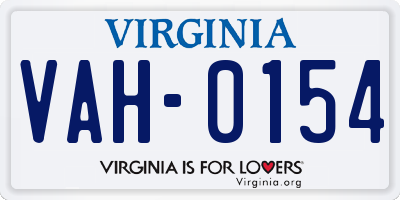 VA license plate VAH0154
