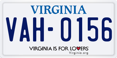 VA license plate VAH0156