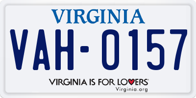 VA license plate VAH0157