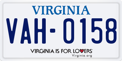 VA license plate VAH0158