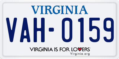 VA license plate VAH0159