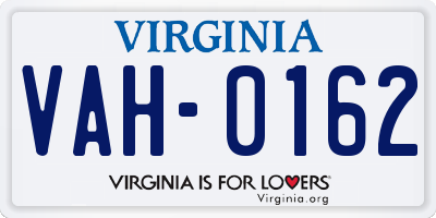 VA license plate VAH0162