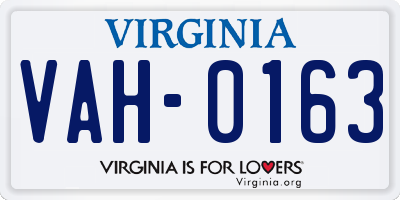 VA license plate VAH0163