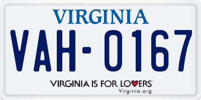 VA license plate VAH0167