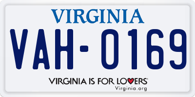 VA license plate VAH0169