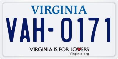 VA license plate VAH0171