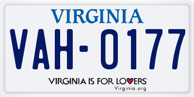 VA license plate VAH0177