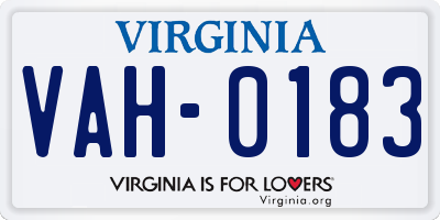 VA license plate VAH0183