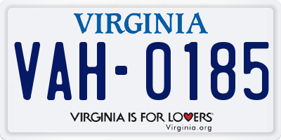 VA license plate VAH0185