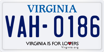 VA license plate VAH0186