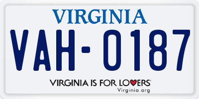 VA license plate VAH0187