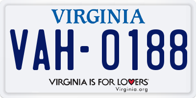 VA license plate VAH0188