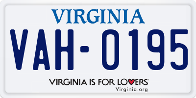 VA license plate VAH0195
