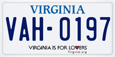 VA license plate VAH0197
