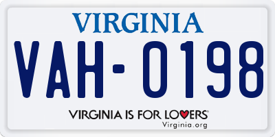 VA license plate VAH0198