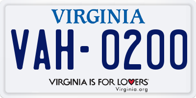 VA license plate VAH0200