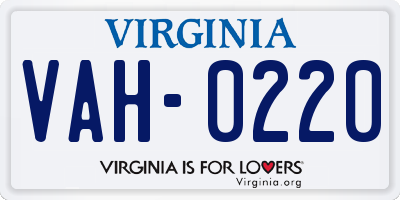 VA license plate VAH0220