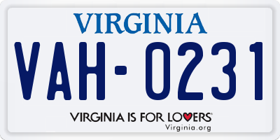 VA license plate VAH0231