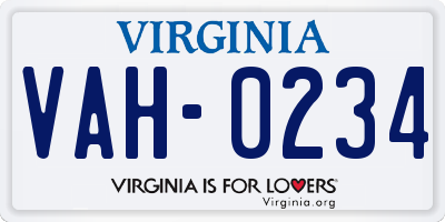 VA license plate VAH0234