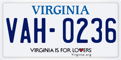 VA license plate VAH0236