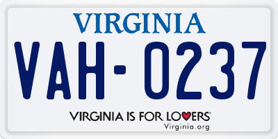 VA license plate VAH0237