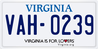 VA license plate VAH0239