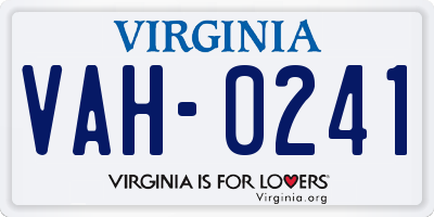 VA license plate VAH0241