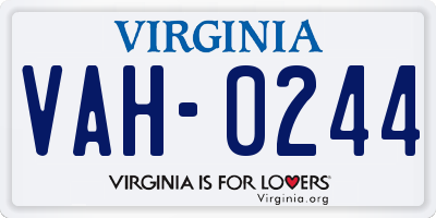 VA license plate VAH0244