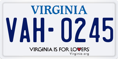 VA license plate VAH0245
