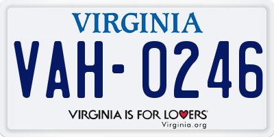 VA license plate VAH0246